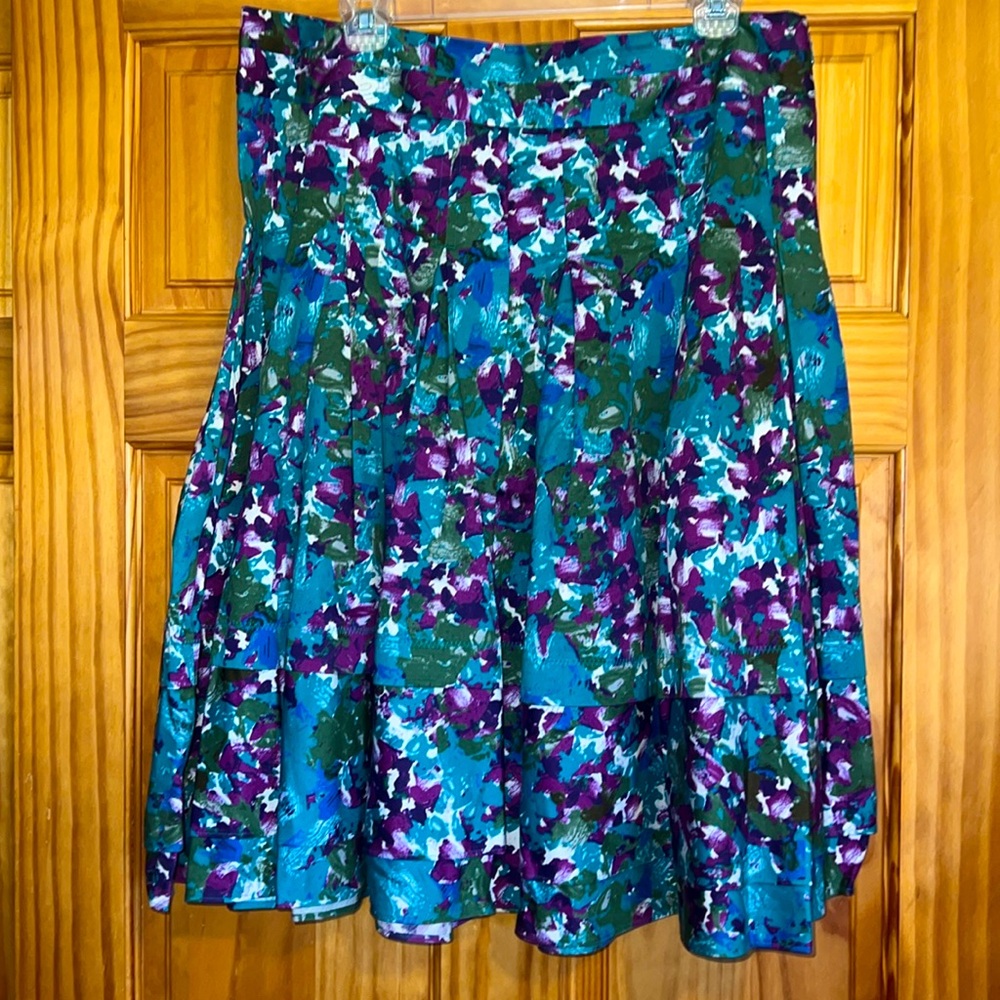 Kristin Davis Floral Multi-Color Pleated Midi Skirt, Size 12
